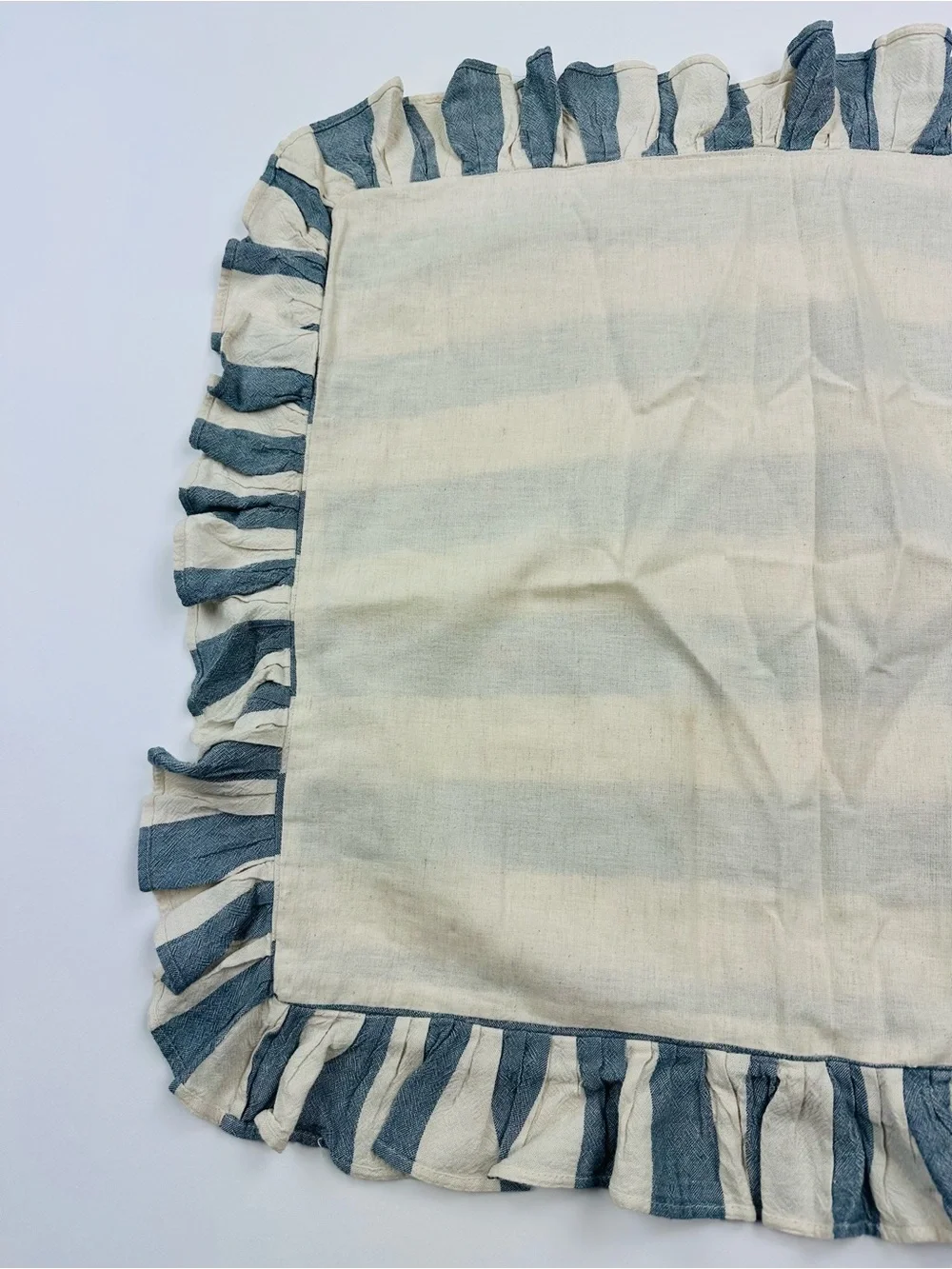 Threshold Studio McGee Blue Striped Ruffle Accent Pillow 20 x 20 inches